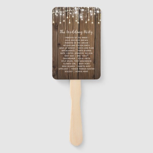 RUSTIEK Land bruiloft string lichten Handwaaier (Achterkant)