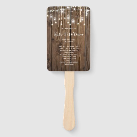 RUSTIEK Land bruiloft string lichten Handwaaier (Voorkant)