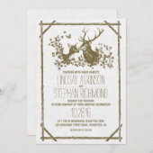 Rustiek land bruiloft uitnodigingen met herten (Voorkant / Achterkant)