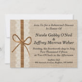 Rustiek Land Burlap Bruiloft repetitie Diner Kaart (Voorkant)