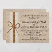 Rustiek Land Burlap Bruiloft repetitie Diner Kaart (Voorkant / Achterkant)