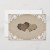 Rustiek Land Burlap en Kant Bruiloft RSVP (Achterkant)