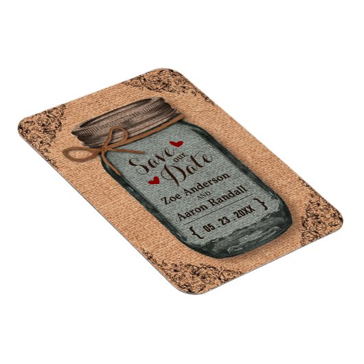 Rustiek Land Burlap Jar Save the Date Magneet (Rechterzijde)