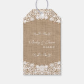Rustiek Land Burlap Lace Bruiloft Gift Labels Cadeaulabel (Voorkant)