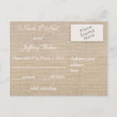 Rustiek Land Burlap Twine Bruiloft RSVP Kaart (Achterkant)