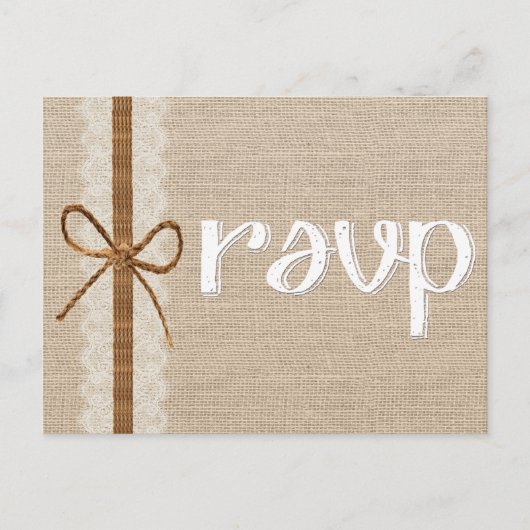 Rustiek Land Burlap Twine Bruiloft RSVP Kaart (Voorkant)