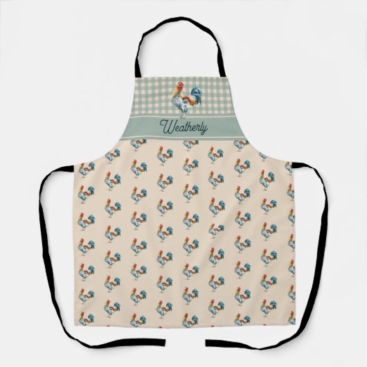 Rustiek Land Checks Haan Monogram | Naam Schort (Voorkant)