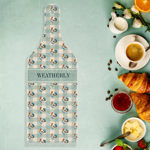 Rustiek Land Checks Haan Monogram   Naam Snijplank