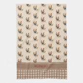 Rustiek land controleert kip monogram | Naam Theedoek (Verticaal)