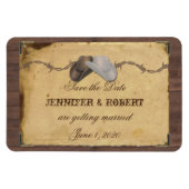 Rustiek Land Cowboy Petten Bruiloft Save the Date Magneet (Horizontaal)