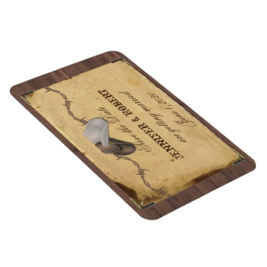 Rustiek Land Cowboy Petten Bruiloft Save the Date Magneet (Rechterzijde)