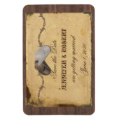 Rustiek Land Cowboy Petten Bruiloft Save the Date Magneet (Verticaal)