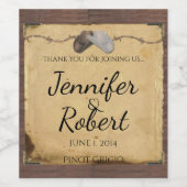 Rustiek Land Cowboy Petten Prikkeldraad Wijnlabel Wijn Etiket (Enkel label)