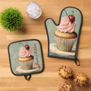 Rustiek Land Cupcake Bakker Koken Chef Bakken Ovenwant & Pannenlap Set
