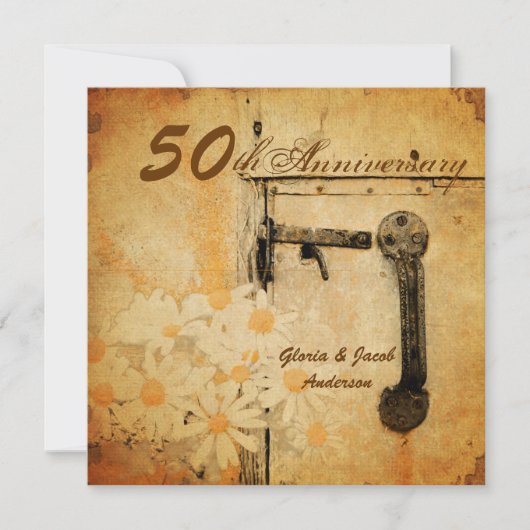 Rustiek land Daisy 50e trouwdag Kaart (Voorkant)