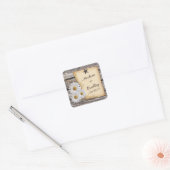 Rustiek Land Daisy Bruiloft Envelop Seal Vierkante Sticker (Envelop)