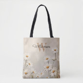 Rustiek Land Daisy Monogram Tote Bag (Voorkant)