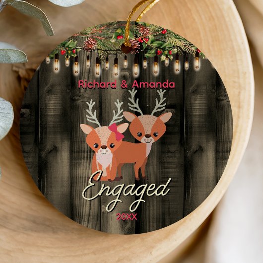 Rustiek Land eerste Kerst verloving Keramisch Ornament