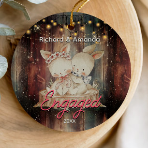 Rustiek Land eerste Kerstmis verloofd Keramisch Ornament