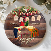 Rustiek Land eerste Kerstmis verloofd schattig paa Keramisch Ornament