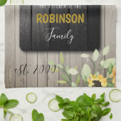 Rustiek land familie monogram naam gepersonaliseer theedoek (Gevouwen)