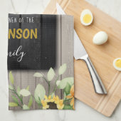 Rustiek land familie monogram naam gepersonaliseer theedoek (Quarter Fold)