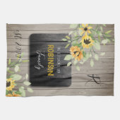 Rustiek land familie monogram naam gepersonaliseer theedoek (Horizontaal)