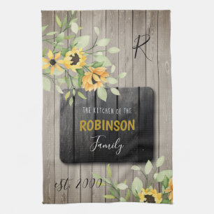 Rustiek land familie monogram naam gepersonaliseer theedoek