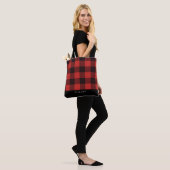 Rustiek Land Flanel Monogram Plaid Patroon Tote Bag (Op model)