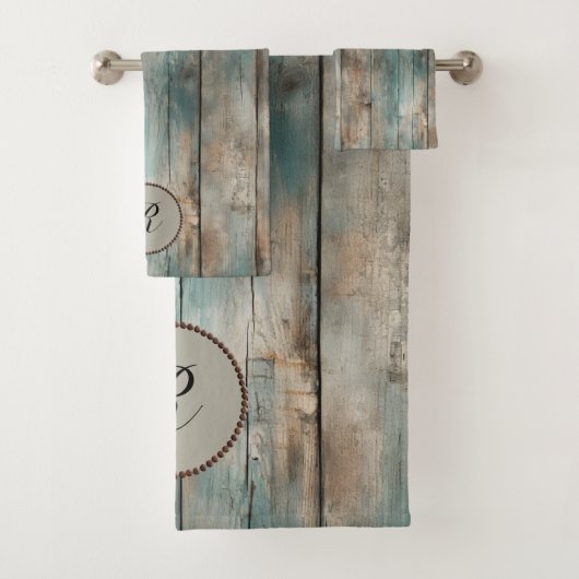 Rustiek land gedragen blauwe houten hek handdoek s (Insitu)