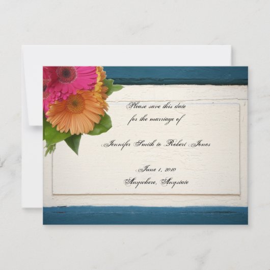 Rustiek Land Geschilderd Hout Daisies Save the Dat Save The Date (Voorkant)