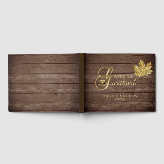 Rustiek Land Goud Blad Herfst Herfst Bruiloft Gastenboek (Volledig)