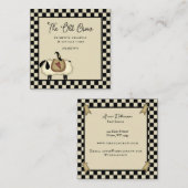 Rustiek land grillige cheques en kraaien vierkante visitekaartje (Voorkant / Achterkant)