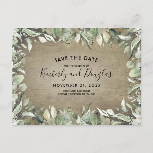 Rustiek land groen Lijst Save the Date Aankondigingskaart (Voorkant)