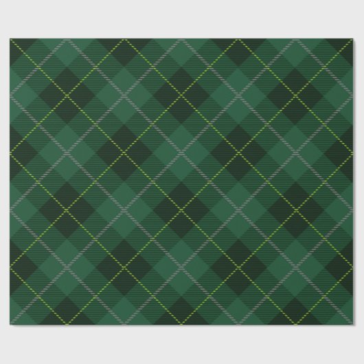 Rustiek Land Groen Wit & Zwart Plaid Kerstmis Cadeaupapier (Vlak)