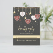 Rustiek Land Hart en Sneeuwvlok Bruiloft RSVP Kaartje (Staand voorkant)