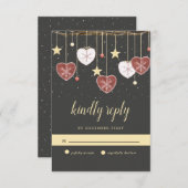 Rustiek Land Hart en Sneeuwvlok Bruiloft RSVP Kaartje (Voorkant / Achterkant)