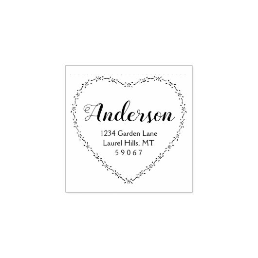 Rustiek Land Hart Familienaam Retouradres Rubberstempel (Afrduk)