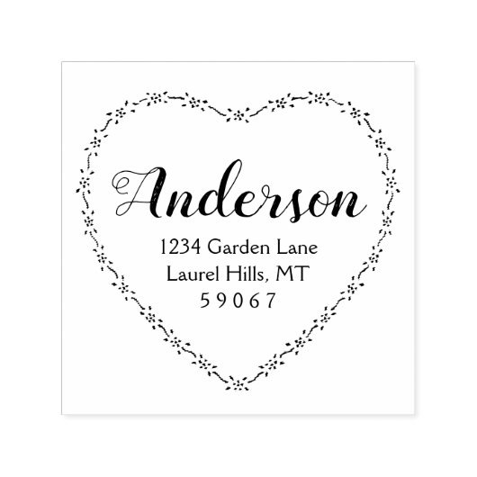 Rustiek Land Hart Familienaam Retouradres Zelfinktende Stempel (Design)