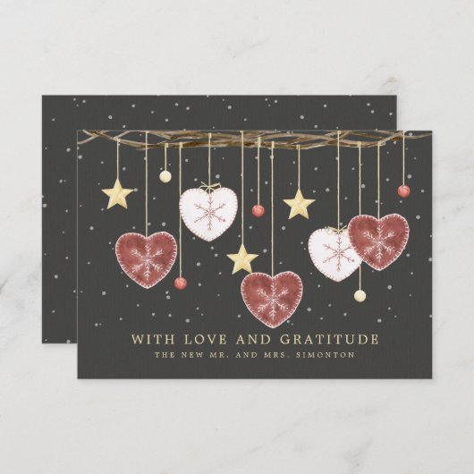 Rustiek Land Hart Sneeuwvlok Bruiloft Bedankkaart (Voorkant / Achterkant)