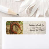 Rustiek land hek en Hoefijzer adres Etiket (Insitu)