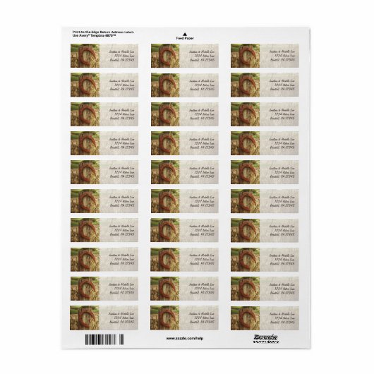 Rustiek land hek en Hoefijzer adres Etiket (Full Sheet)