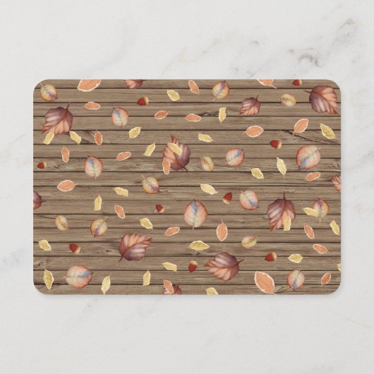 Rustiek Land Herfst Herfst Wedding Details Informatiekaartje (Achterkant)