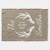 Rustiek land herten gewei - familienaam Monogram Deken (Voorkant)