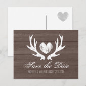 Rustiek land herten gewei opslaan de datum briefka aankondigingskaart (Voorkant / Achterkant)