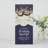 Rustiek Land Hoefijzer Kant Navy Bruiloft Programm Programmakaart (Staand voorkant)