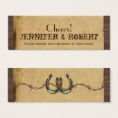 Rustiek Land Hoefijzers Bruiloft Drink Tickets Mini Visitekaartjes (Voorkant /achterkant)