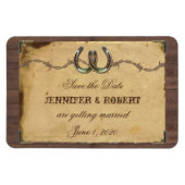 Rustiek Land Hoefijzers Bruiloft Save the Date Magneet (Horizontaal)