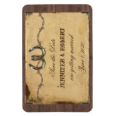 Rustiek Land Hoefijzers Bruiloft Save the Date Magneet (Verticaal)