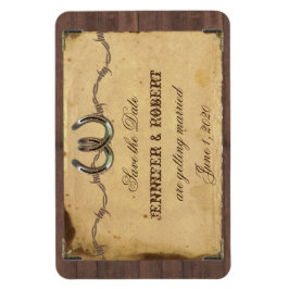 Rustiek Land Hoefijzers Bruiloft Save the Date Magneet